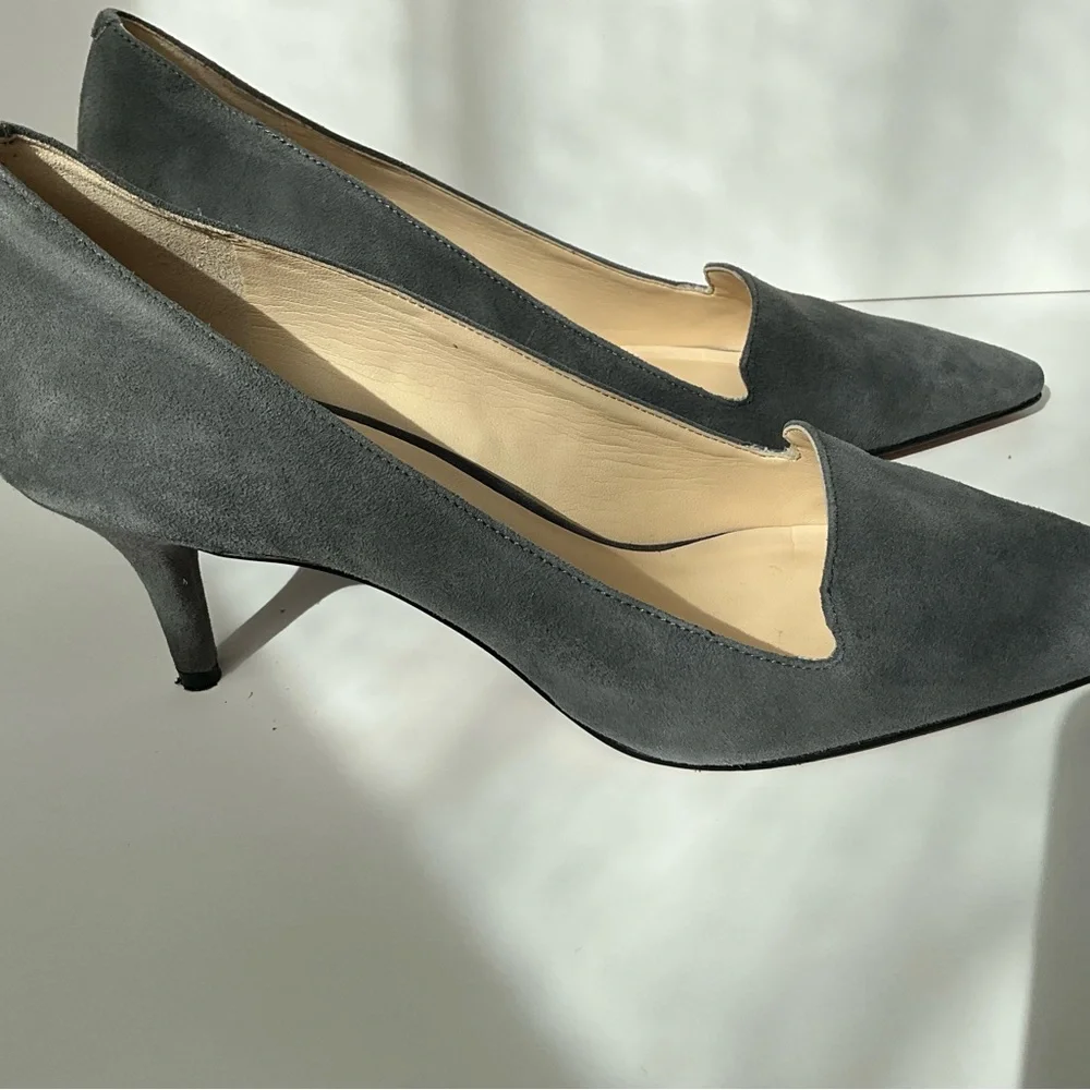 Nine West Gray Suede Kitten Heel Pumps - Picture 6 of 9